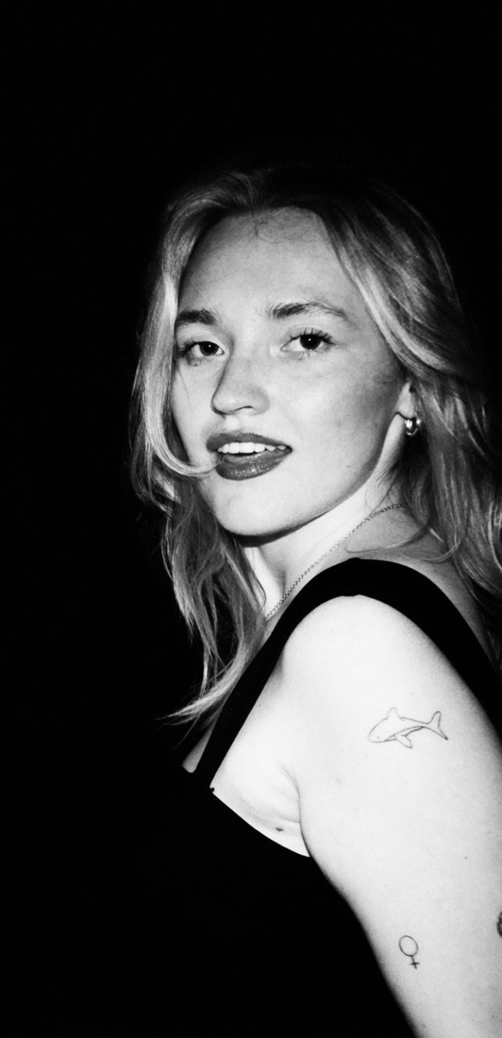 Black-and-white editorial portrait of Jenna Haynie